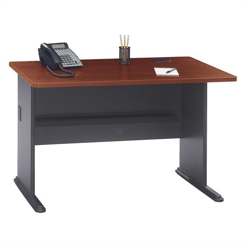 Bush Business Furniture Series A 48W Desk in Hansen Cherry and Galaxy