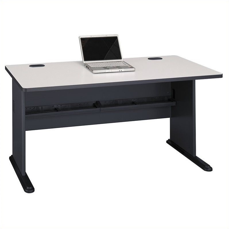 Bush Business Furniture Series A 60W Desk in Slate and White Spectrum