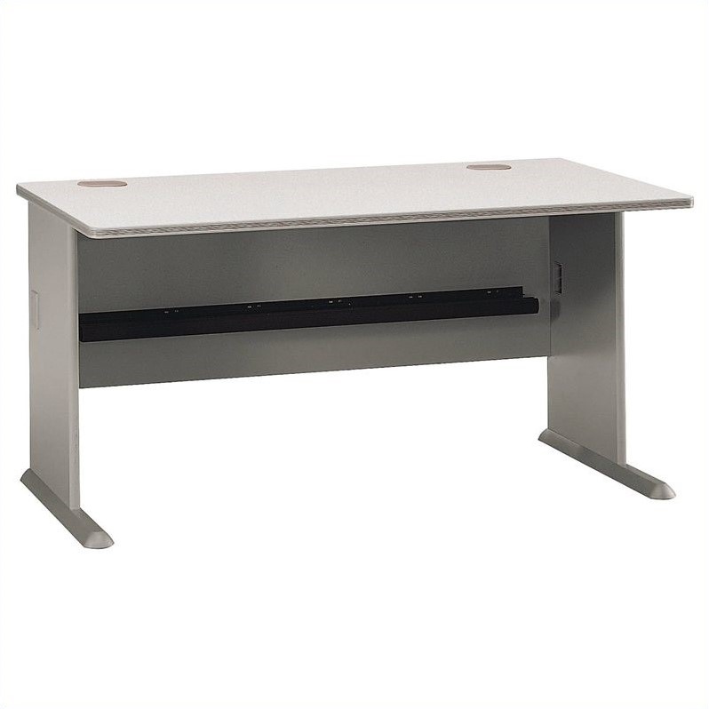 Bush Business Furniture Series A 60W Desk In Pewter And White Spectrum ...