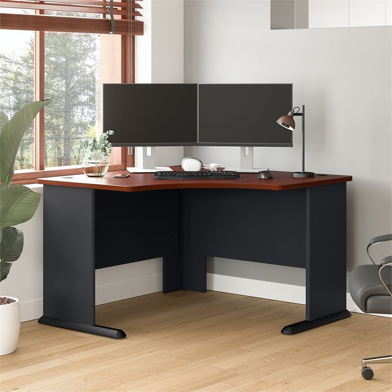 Series A 48W Corner Desk in Hansen Cherry and Galaxy - Engineered Wood