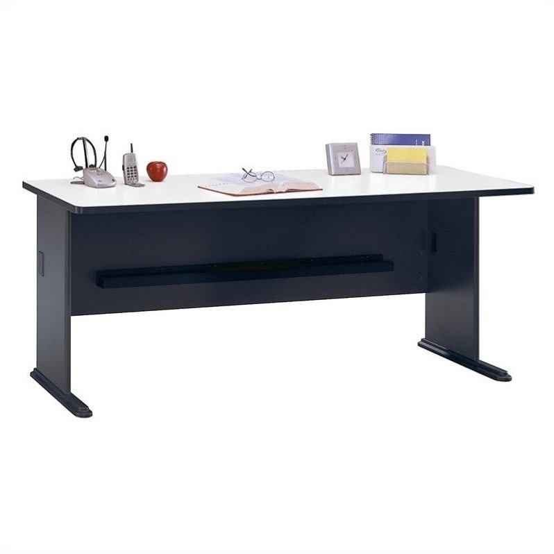 Bush Business Furniture Series A 2 Person Workstation with Corner Desks Hutches and Storage in Slate and White Spectrum 