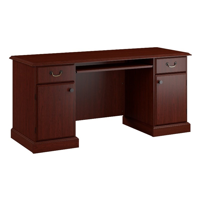 Arlington Computer Desk with Storage and Keyboard Tray in Harvest Cherry