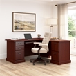 Arlington L Shaped Desk with Drawers and Keyboard Tray in Harvest Cherry