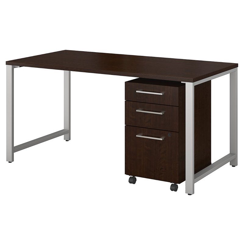 400 Series 60W x 30D Table Desk with Drawers in Mocha Cherry