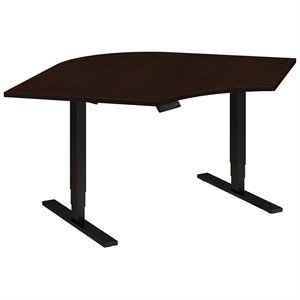 move 80 series 48w corner adjustable desk in mocha cherry - engineered wood
