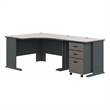 Series A 48W Corner Desk with 36W Return & Mobile File in White -Engineered Wood