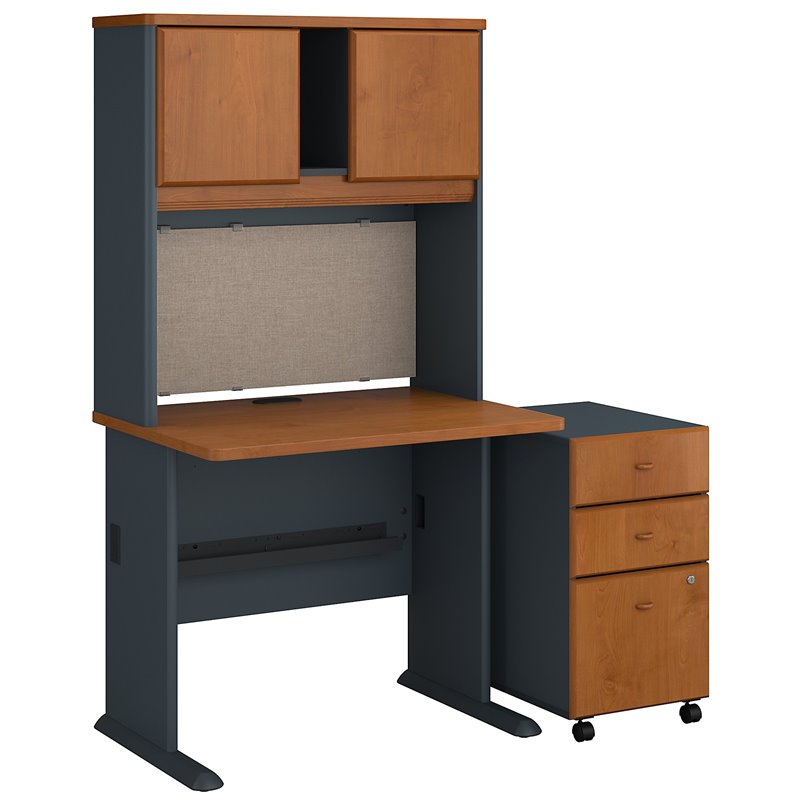 Bush Business Furniture Series A 36"W Desk with Hutch and Mobile File