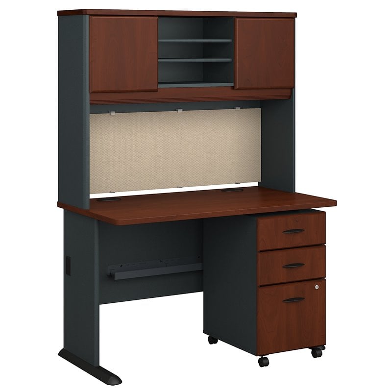 Bush Business Furniture Series A 48"W Desk with Hutch and Mobile File