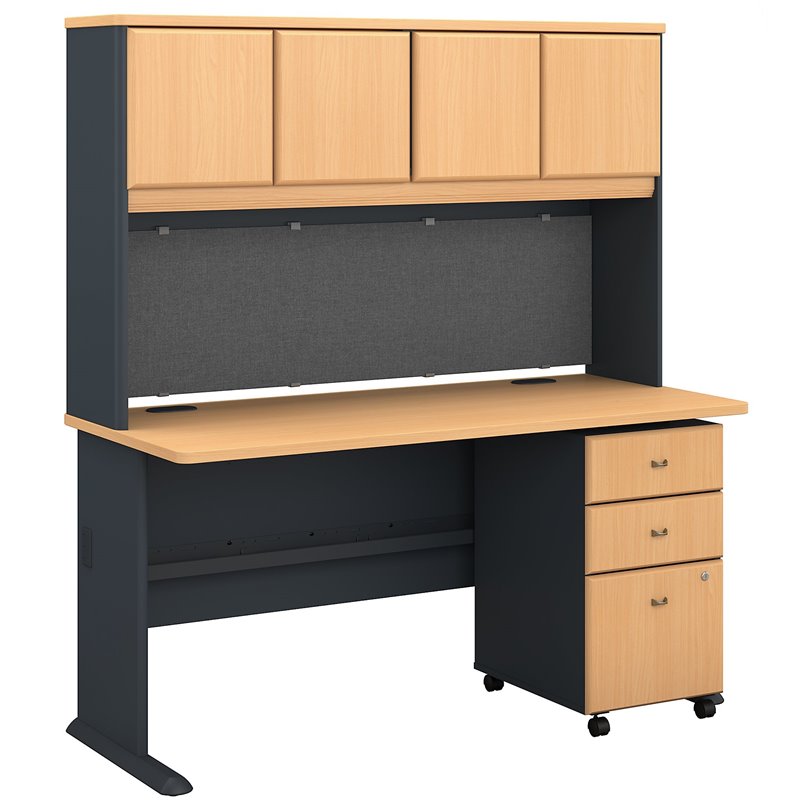 Bush Business Furniture Series A 60"W Desk with Hutch and Mobile File