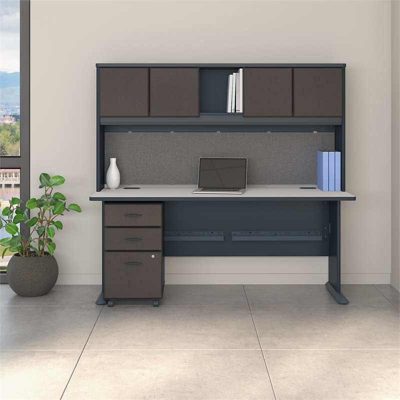 Bush Business Furniture Series A 72"W Desk with Hutch and Mobile File
