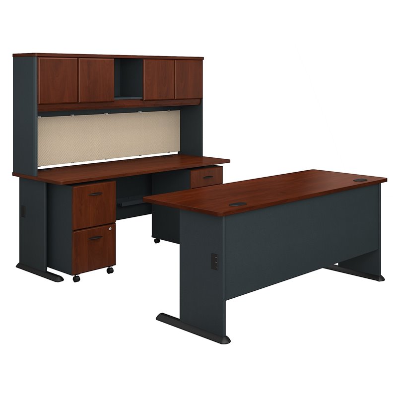 Bush Business Furniture Series A 72"W Desk with Hutch and Mobile File
