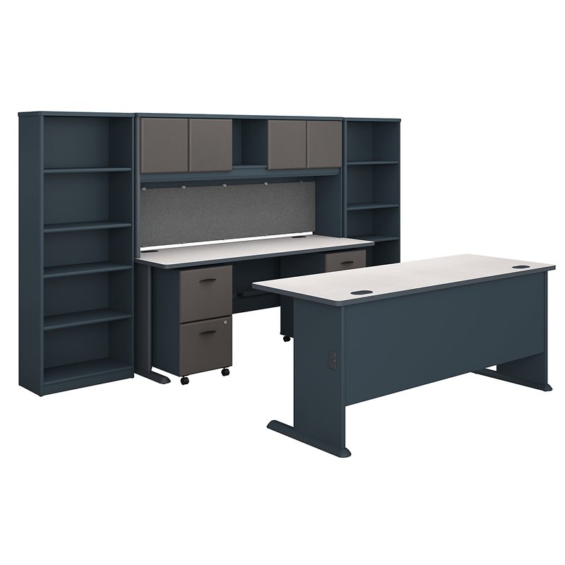 Bush Business Furniture Series A 72"W Desk with Credenza Office Suite