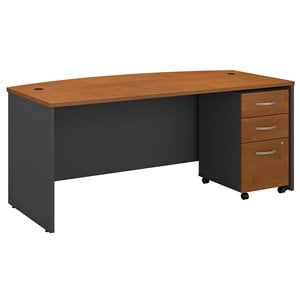 Bush Business Furniture Series C 72W X 36D Bow Front Desk With 3 Drawer Mobile Pedestal