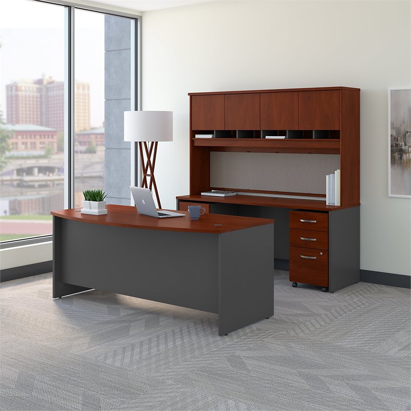 Series C Bow Front Desk Office Suite Hansen Cherry Engineered Wood