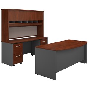 bush business furniture series c 72w bow front desk with credenza, hutch and storage