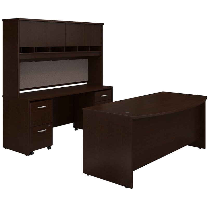 Bush Business Furniture Series C Bow Front Desk Office Suite in Mocha