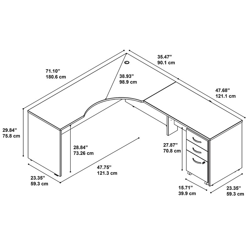 Bush Business Furniture Series C 72"W Right Hand Corner Desk with