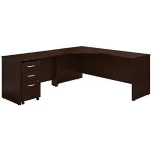 Bush Business Furniture Series C 72W LH Corner Desk, 48W Return and 3 Drawer Mobile Pedestal