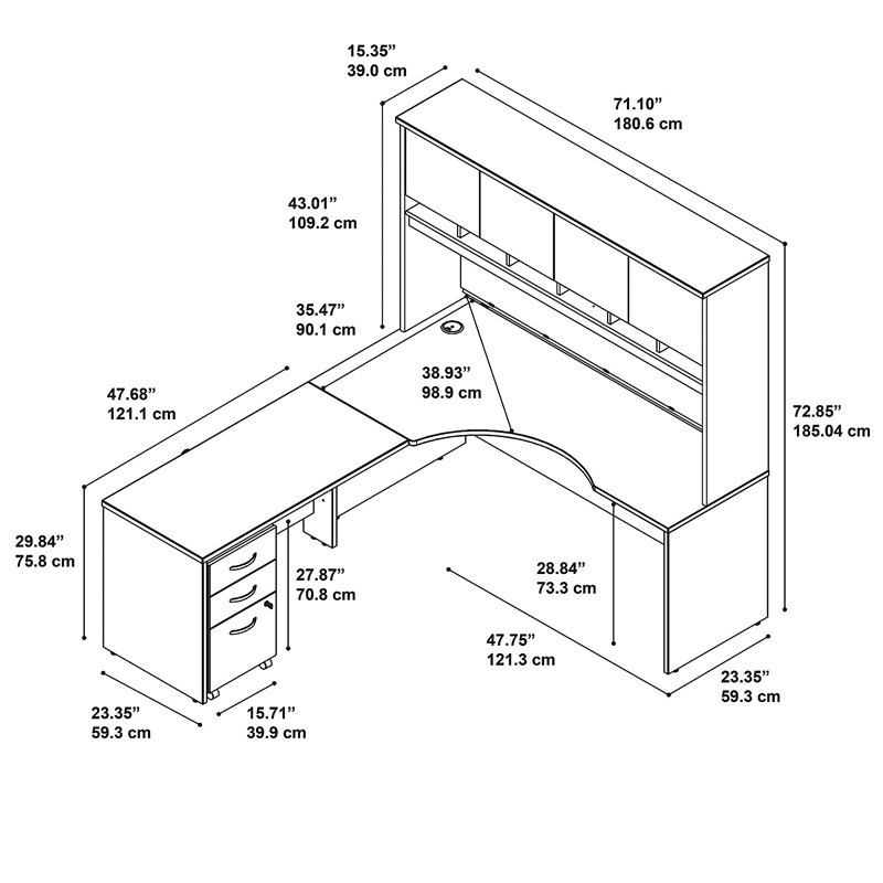 Bush Business Furniture Series C Left Hand Corner Desk with Hutch and