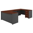 Series C Right Hand Bow U-Shaped Desk with Mobile File Cabinet in Hansen Cherry