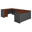 Series C Left Hand Bow U-Shaped Desk with Mobile File Cabinet in Hansen Cherry