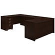 Series C Left Hand Bow U-Shaped Desk with Mobile File Cabinet in Mocha Cherry