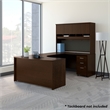 Series C Right Hand Bow Front U Shaped Computer Desk with Hutch in Mocha Cherry