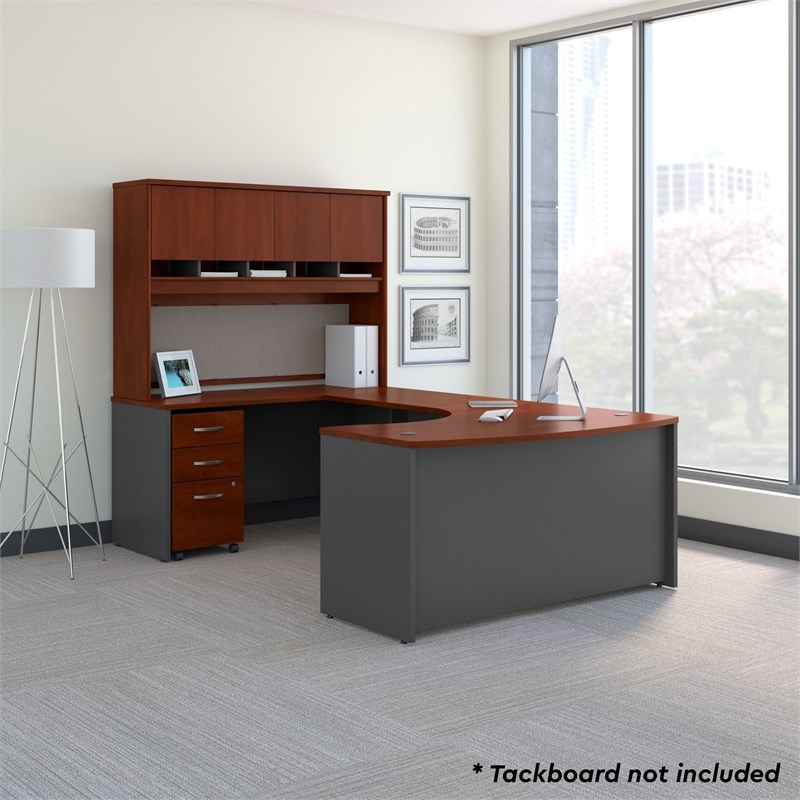 Series C 60W LH Bow Front U Desk with Storage in Hansen Cherry - Engineered Wood