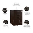 Office in an Hour 3 Drawer Mobile File Cabinet in Mocha Cherry - Engineered Wood