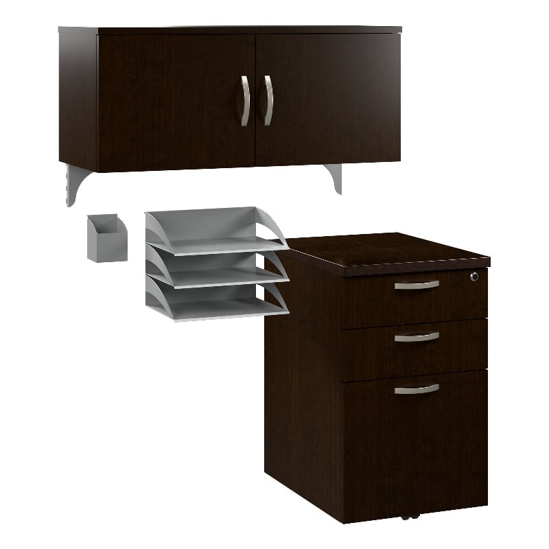 Office in an Hour Cubicle Storage Set in Mocha Cherry - Engineered Wood