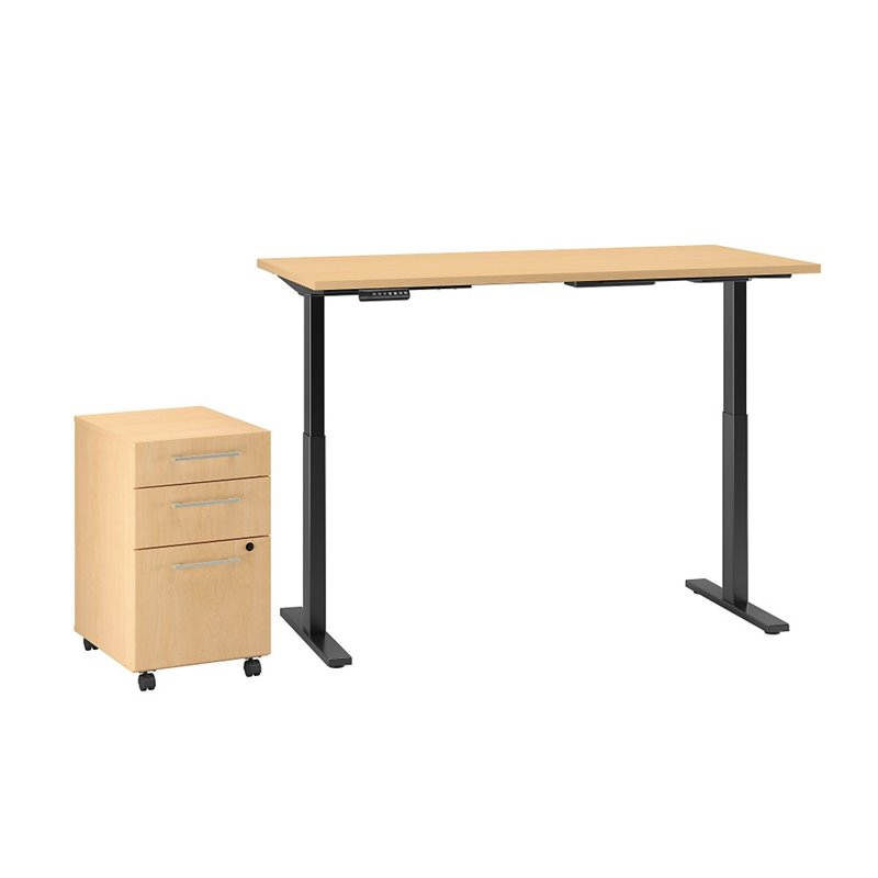 Bush Business Move 60 Series 60x24 Height Adjule Standing Desk Bush Business Move 60 Series 60x24 Height Adjule Standing Desk With Storage In Natural Maple