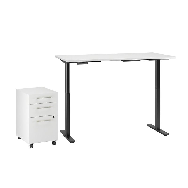 Bbf Move 60 Series 60x24 Standing Desk With Storage In White