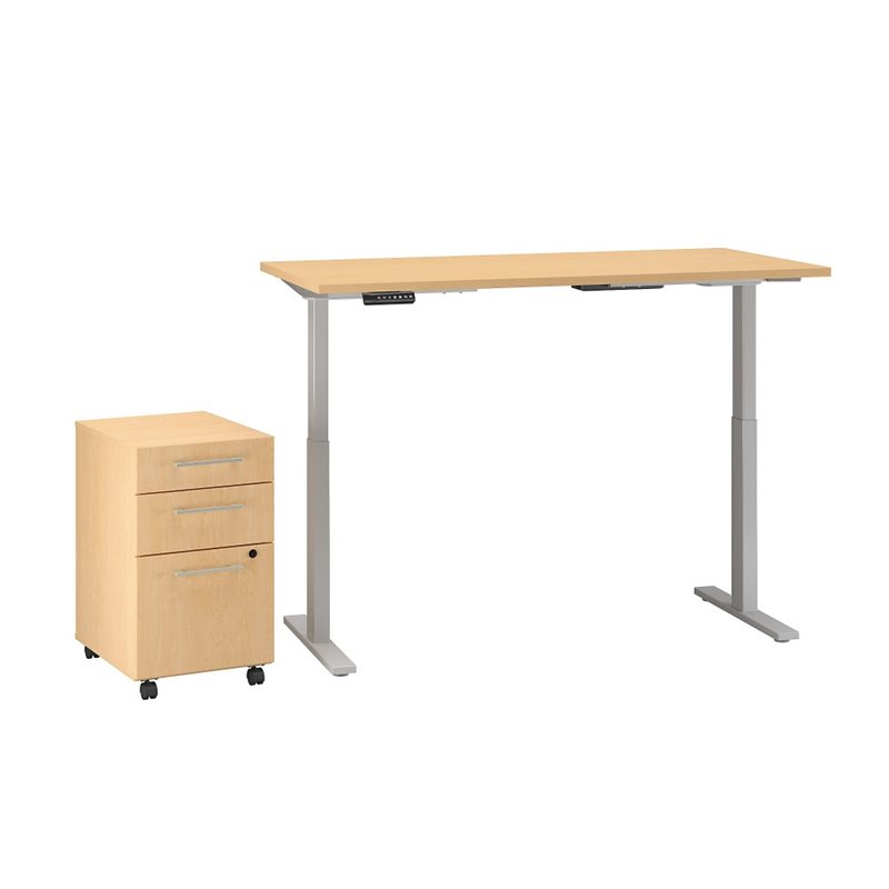 Bush Business Move 60 Series 60x24 Adjule Standing Desk With Bush Business Move 60 Series 60x24 Adjule Standing Desk With Storage In Natural Maple