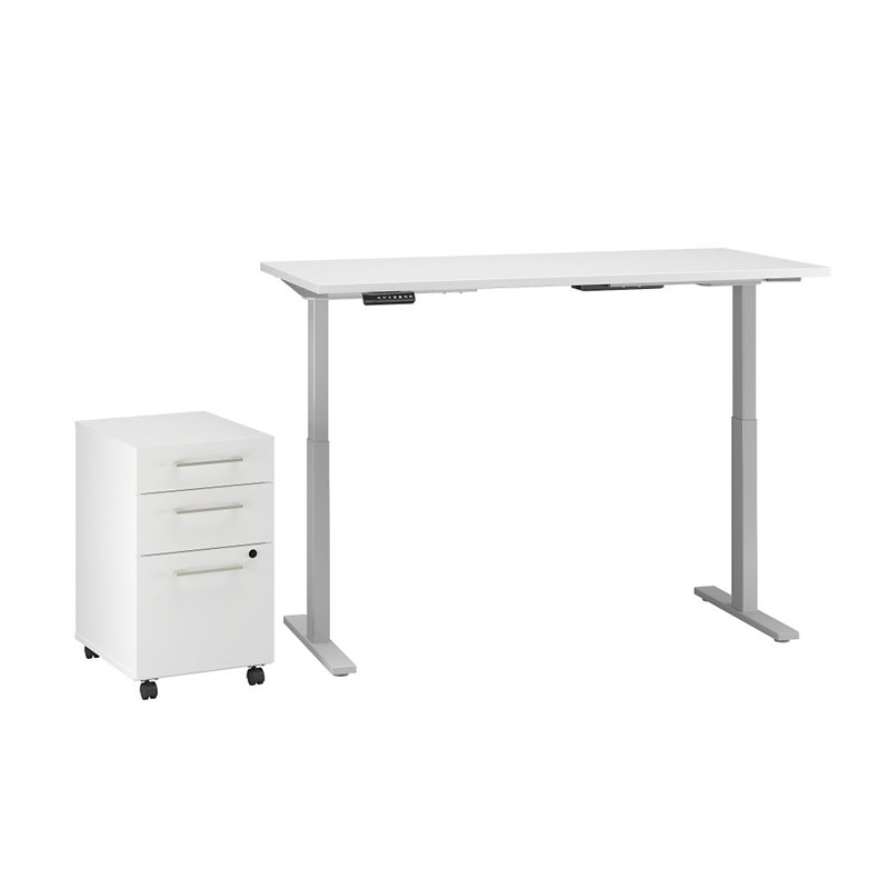 Bush Furniture Move 60 Series 72x24 Adjule Standing Desk With Bush Furniture Move 60 Series 72x24 Adjule Standing Desk With Storage In White