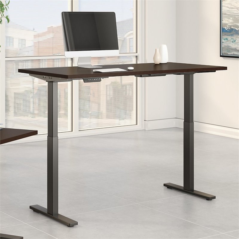 Move 60 Series 60W x 30D Adjustable Desk in Mocha Cherry - Engineered Wood