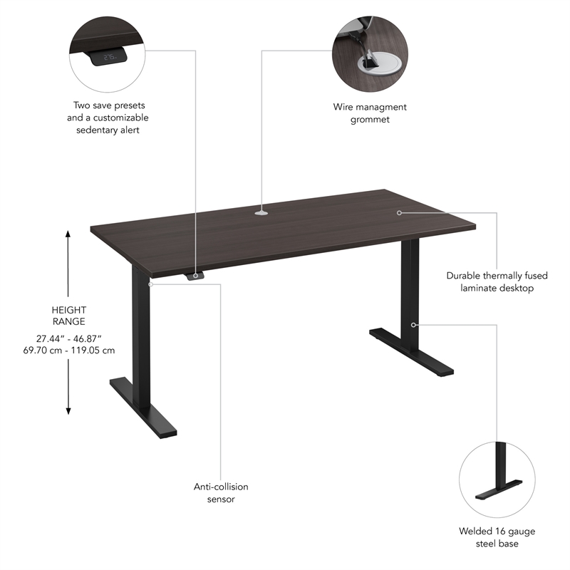Move 60 Series 60W Adjustable Standing Desk in Storm Gray - Engineered Wood