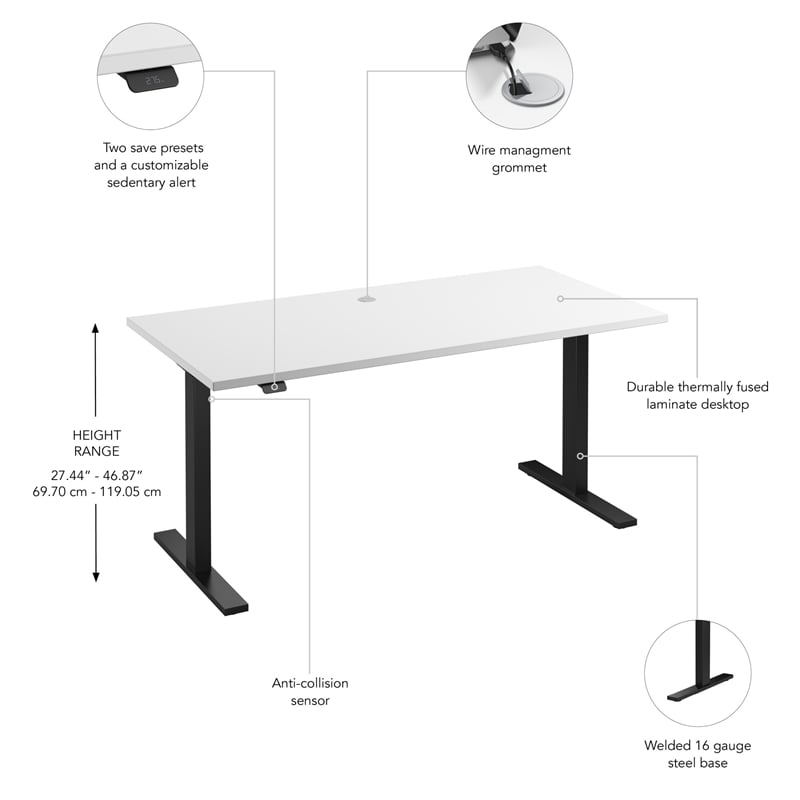 Move 60 Series 60W Adjustable Standing Desk in White - Engineered Wood