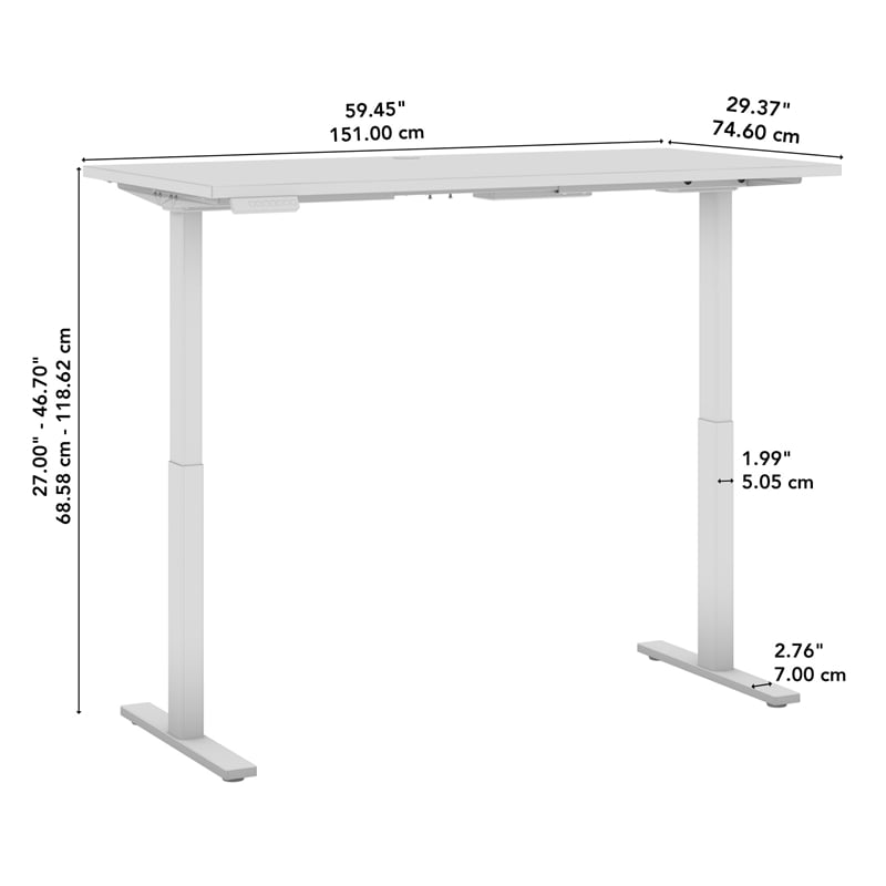 Move 60 Series 60W Adjustable Standing Desk in White - Engineered Wood