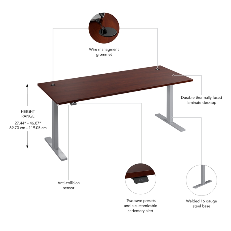 Move 60 Series 72W Adjustable Standing Desk in Hansen Cherry - Engineered Wood