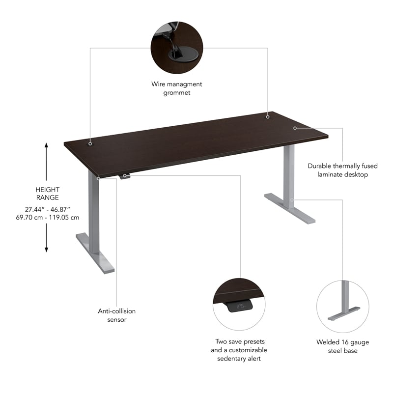 Move 60 Series 72W Adjustable Standing Desk in Mocha Cherry - Engineered Wood