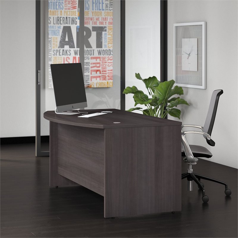Studio C 60W x 36D Bow Front Desk in Storm Gray Engineered Wood