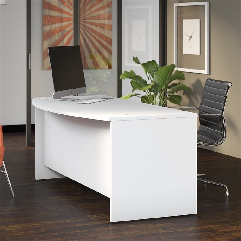 Studio C 72W x 36D Bow Front Desk in White - Engineered Wood
