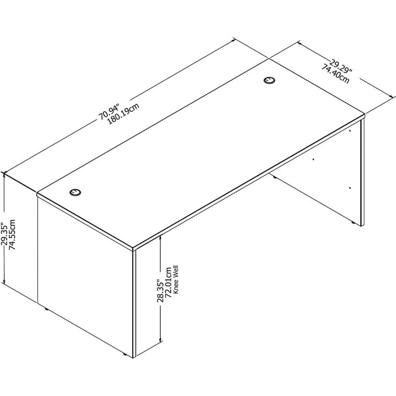 Studio C 72W x 30D Office Desk in Storm Gray - Engineered Wood