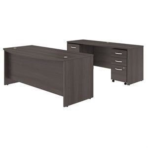 Bush Business Furniture Studio C 72W X 36D Bow Front Desk, Credenza and File Storage