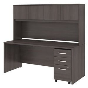 bush business furniture studio c 72w x 30d desk with hutch and 3 drawer mobile pedestal