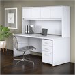 Studio C 72W Office Desk with Hutch and Drawers in White - Engineered Wood
