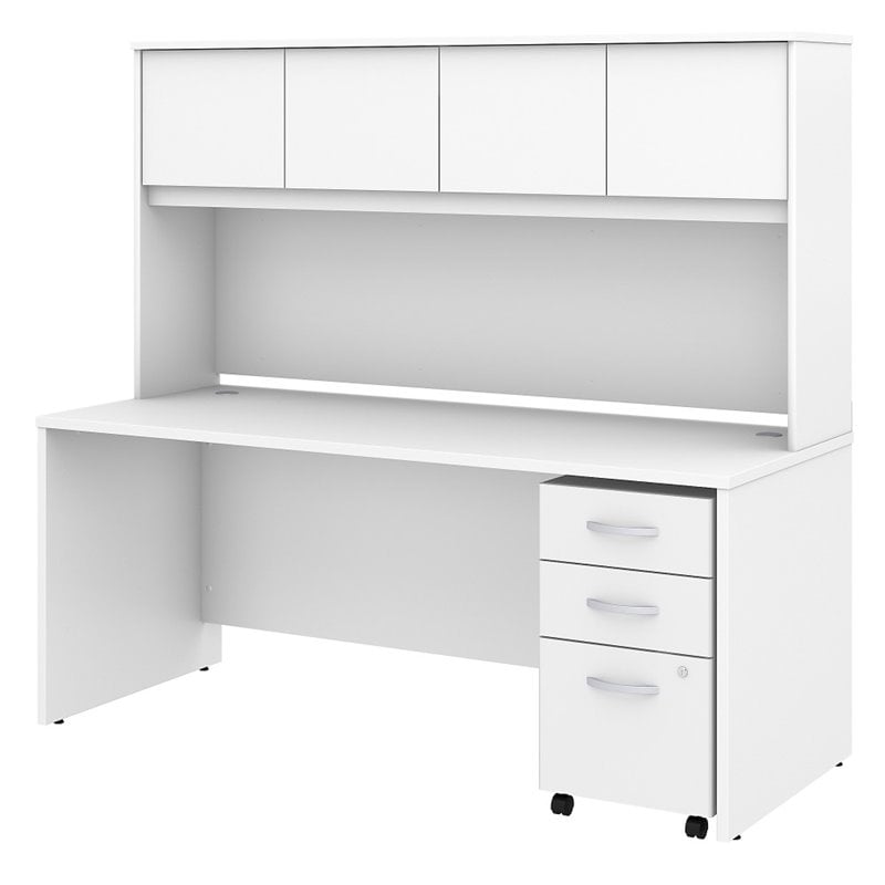 Studio C 72w Office Desk With Hutch And, White Office Desk With File Cabinet