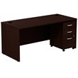 BBF Series C Engineered Wood Computer Desk with Mobile Pedestal in Mocha Cherry