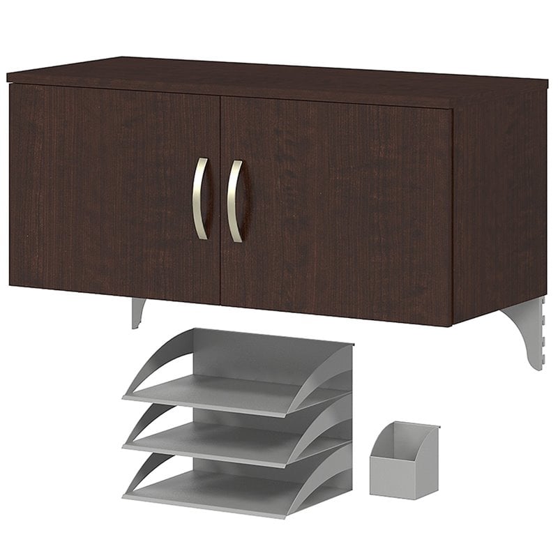 Bush Business Furniture Office in an Hour Storage Cabinet with Accessories in Mocha Cherry