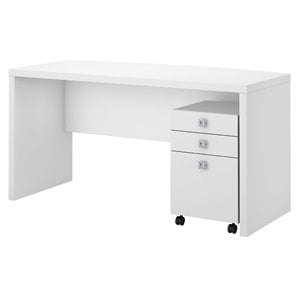 echo by kathy ireland bow front desk with mobile file in white - engineered wood